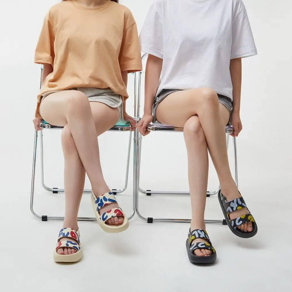 

Новые сандалии с принтом EVA, нескользящие сандалии на толстой подошве, универсальные летние сандалии на плоской подошве с открытым носком