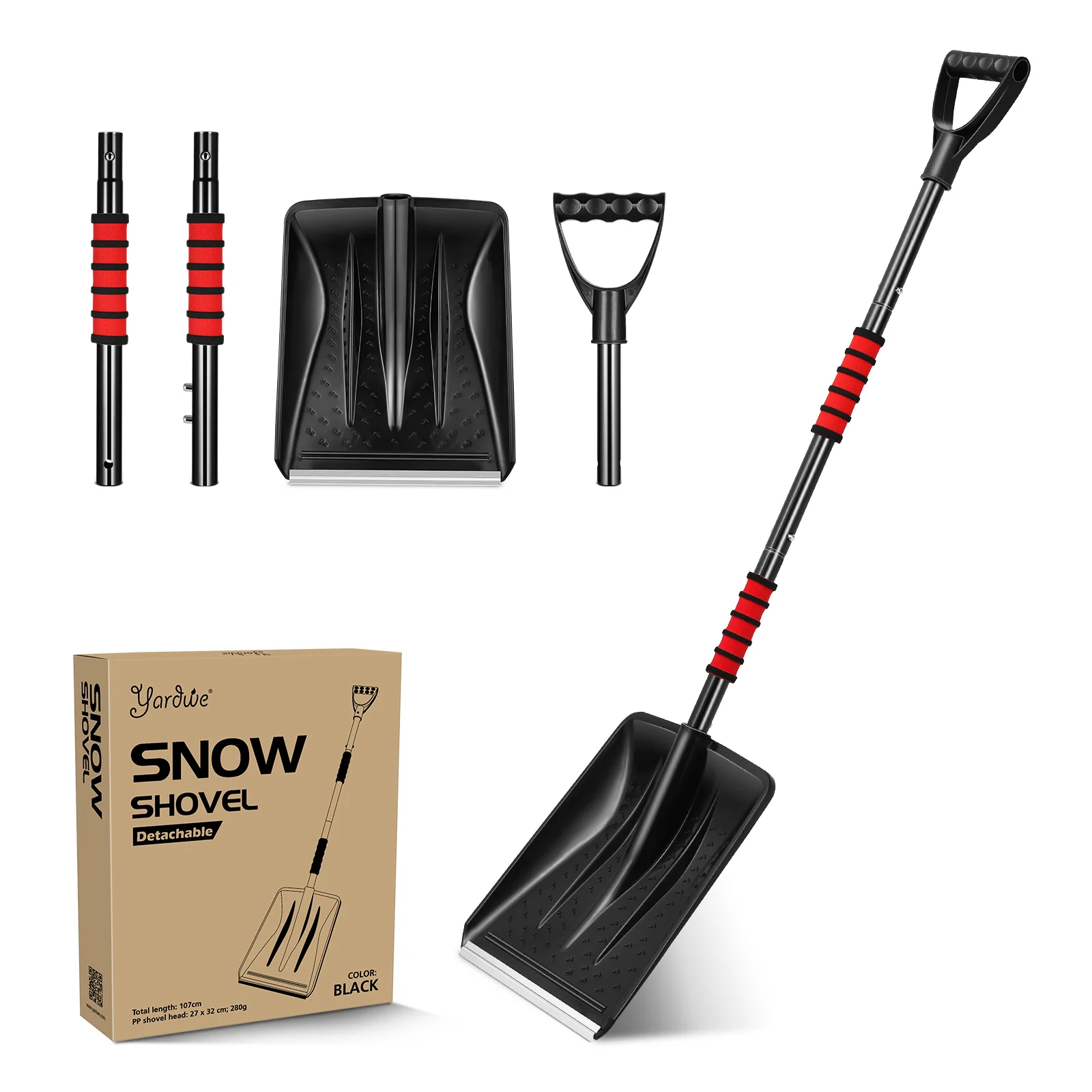 

Snow Detachable Ice Scraper Snow Remover with Comfortable Grip Handle Anti-Freeze Telescopic Snow Scraper Camping and