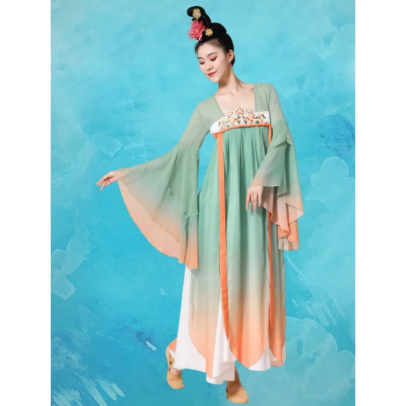 Classical dance costumes female elegant Han and Tang style chest dress gradual change gauze Chinese hanfu spring song dance