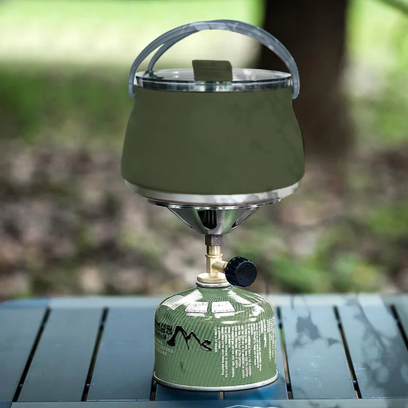 New Camping Portable Silicone Folding Kettle, Outdoor Compressible Folding Pot, Travel Silicone Kettle