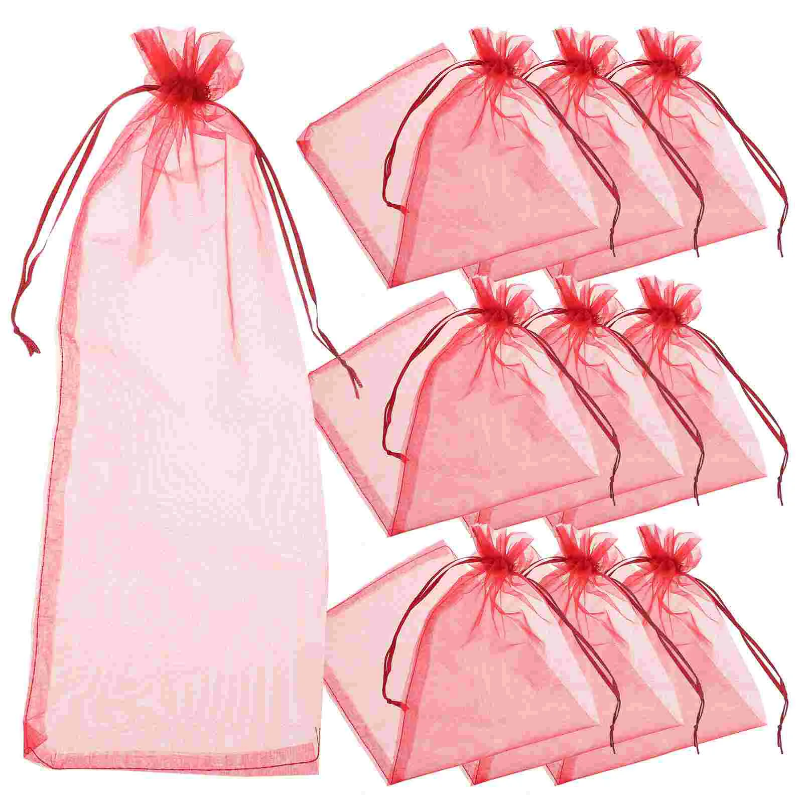 10 pçs malotes ouro guarnição garrafa capa meias de natal decorar sacos de organza embrulho de presente