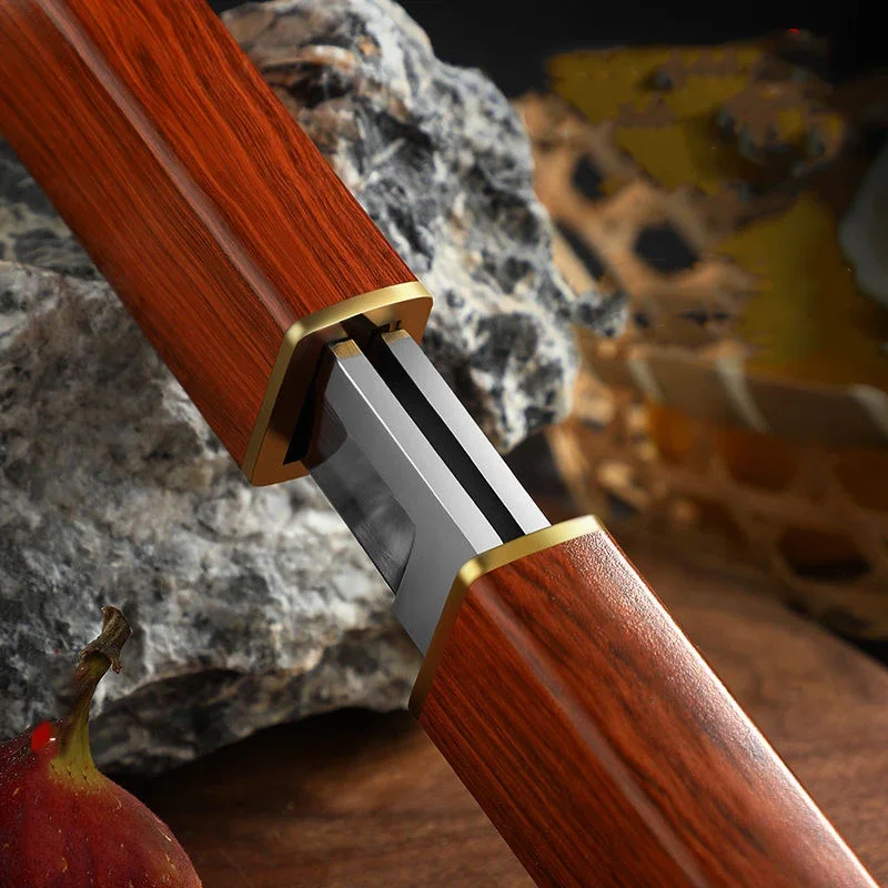 2-in-1 Kitchen Fruit Knife Multi-purpose Cutting Knife for BBQ Box Cutter and Vegetables Portable EDC Pocket Knife with Scabbard