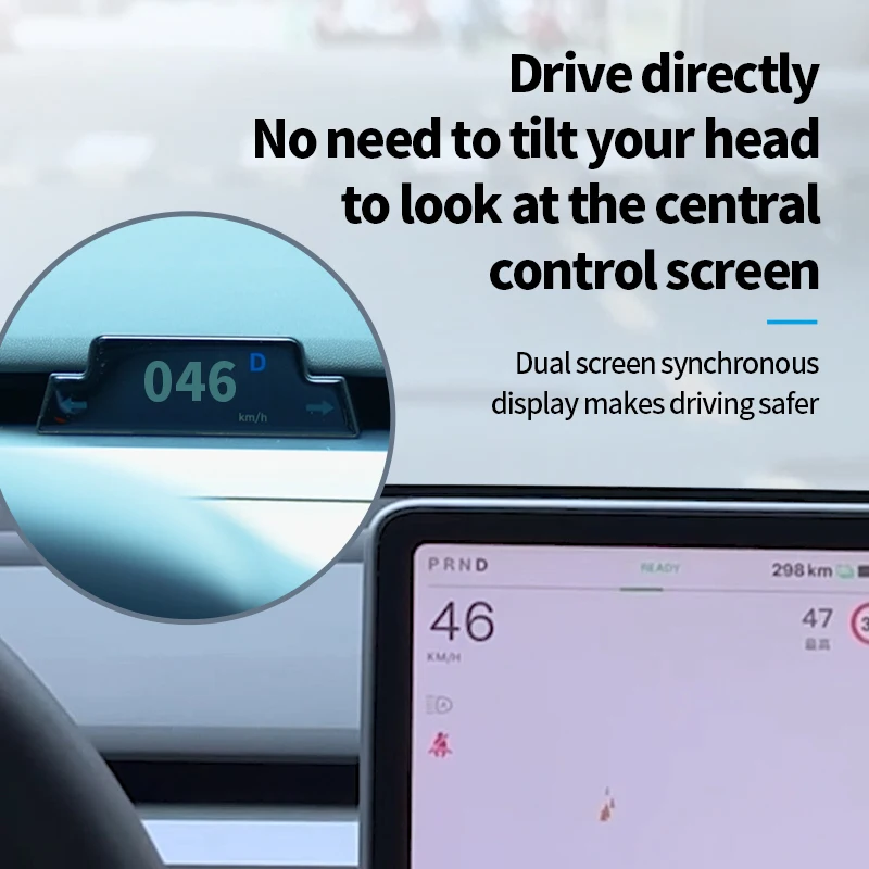 Mini schermo del cruscotto per Tesla Model Y Hidden HUD Gauge Head Up Display velocità indicatori di direzione livello della batteria 2024 modello