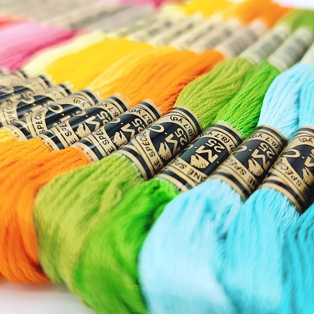 Embroidery Floss Thread for Home Sewing, Cross Stitch Thread, 8 m Per Skein, No Repeat, DMC Colors, 447 + 35 Pcs