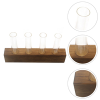 1Pcs Wooden Rack Hydroponic Glass Tube Vase Creative Desktop Flower Arrangement Holder Home Decor Decorative Flower Container