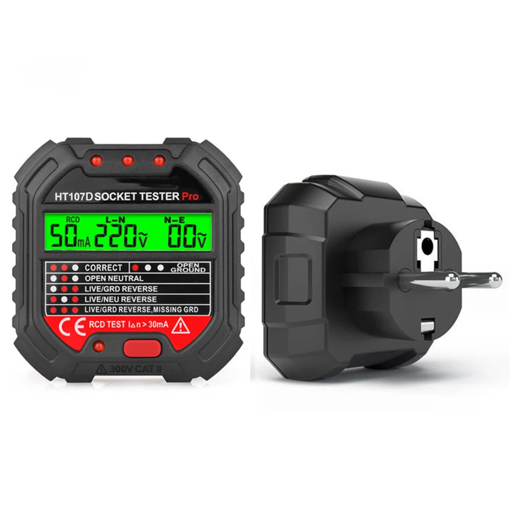 Socket Tester With RCD Tester And Voltage Indicator Light For Fast And Accurate Testing Of Wiring And Residual Current Devices