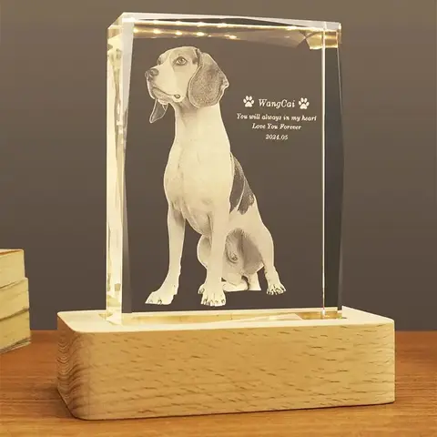 Pet Souvenirs, Customized Creative Gifts, Dogs, Cats, Photos DIY Crystal Album 3D Engraving Laser Pet Memorials