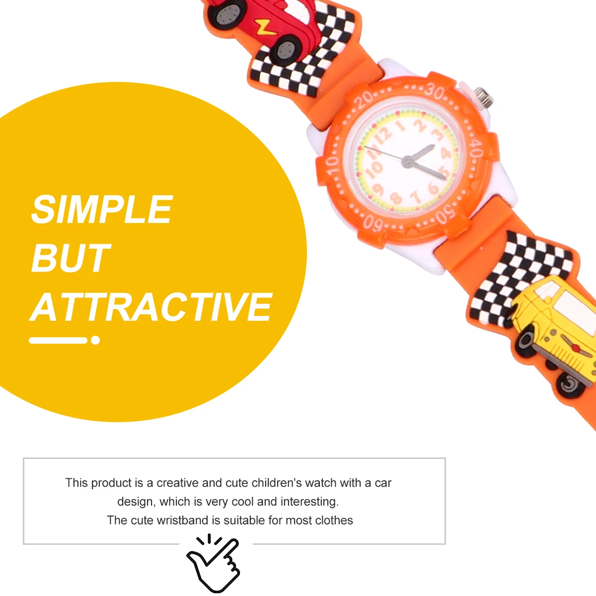 Kids Car Pattern Kid Watch 3D Kids Watch for Children Car Pattern Waterproof PVC Durable Comfortable Boys Girls Gifts