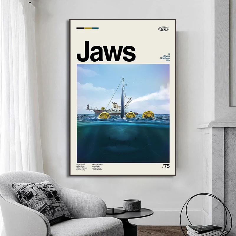 Jaws Posters  Shark Canvas Painting Mordern Wall Art Picture Living Room Bedroom Home Decor American Classic Horrible Movie