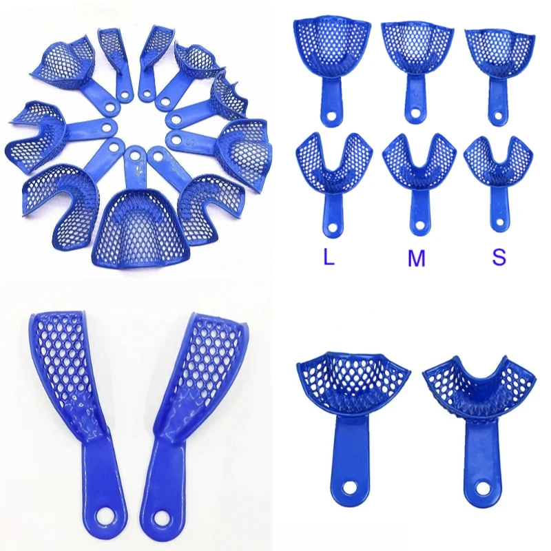 DENTYA 10 قطعة مادة طب الأسنان صينية فولاذية الجبس الانطباع صينية الأسنان أداة يمكن التخلص منها S M L كامل الفم أسنان دعم قوس #2