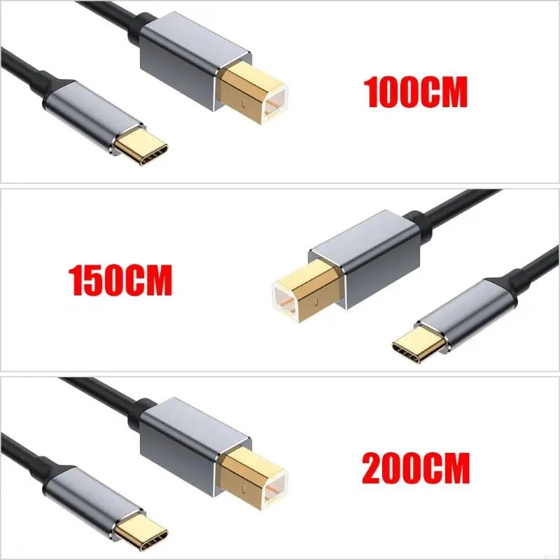 Type C to USB B Printer Cable Connection Wire Line for Linking Printers Scanners Printing Devices to Laptop or Desktops R58A