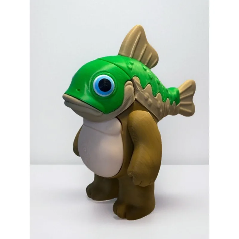 Fish Head Brown Bear Chubby Head Fish Movable Joints Mountain and Sea Classic Animal Figurine Peripheral Quirky Toy Curiosity