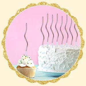 6/12 Stück Geburtstags-Spiral-Kuchenkerzen mit Haltern, lange, dünne, lockige Spule, metallischer Kuchen, Geburtstag, Hochzeit, Party-Dekoration – Detail 6