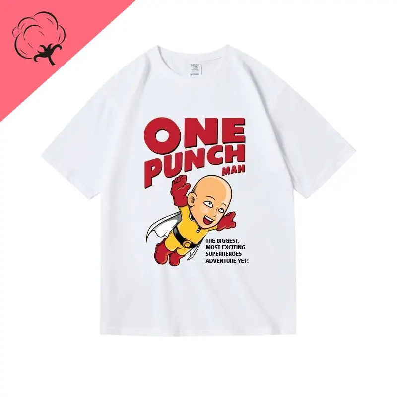 Anime Saitama Teacher One Punch Superman Fitness Exercise Gym Peripheral Clothes 100% Cotton Round Neck  T-shirt