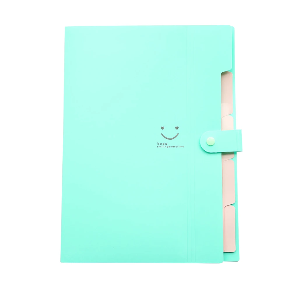 

5 Pockets Pastel Folders Face File with Snap Closure Accordion Organizer