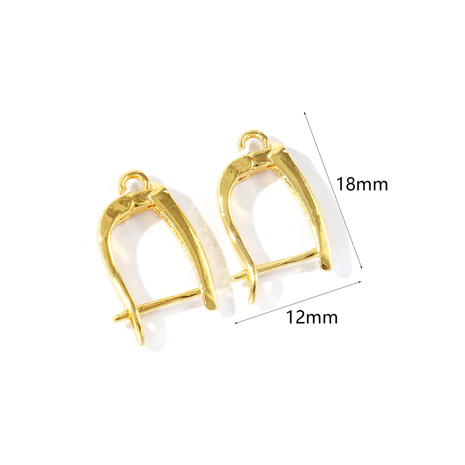 1Pair Brass Earring Accessories Multicolor U Shaped Clear Cubic Zirconia With Open Loop Women DIY Jewelry Findings 18mm x 12mm