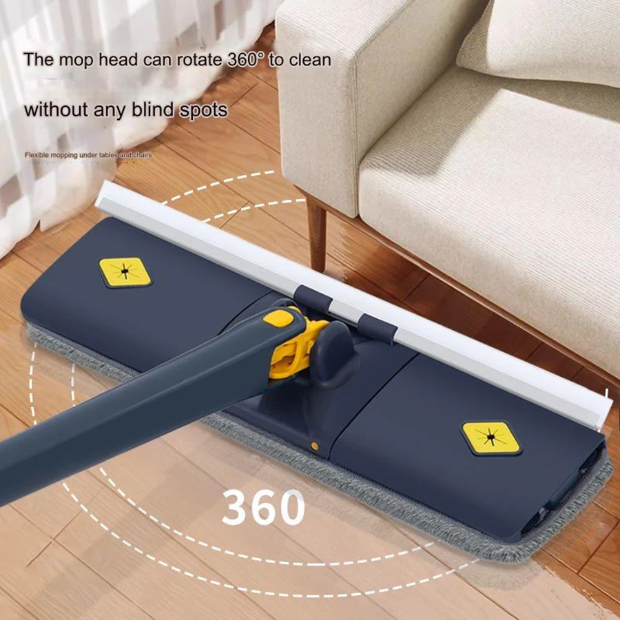 Imitation Hand-washing Twisting Horizontal Board Mop Hands-free Dormitory Mop Wet and Dry Dual-use Lazy Mop Household Window Mop