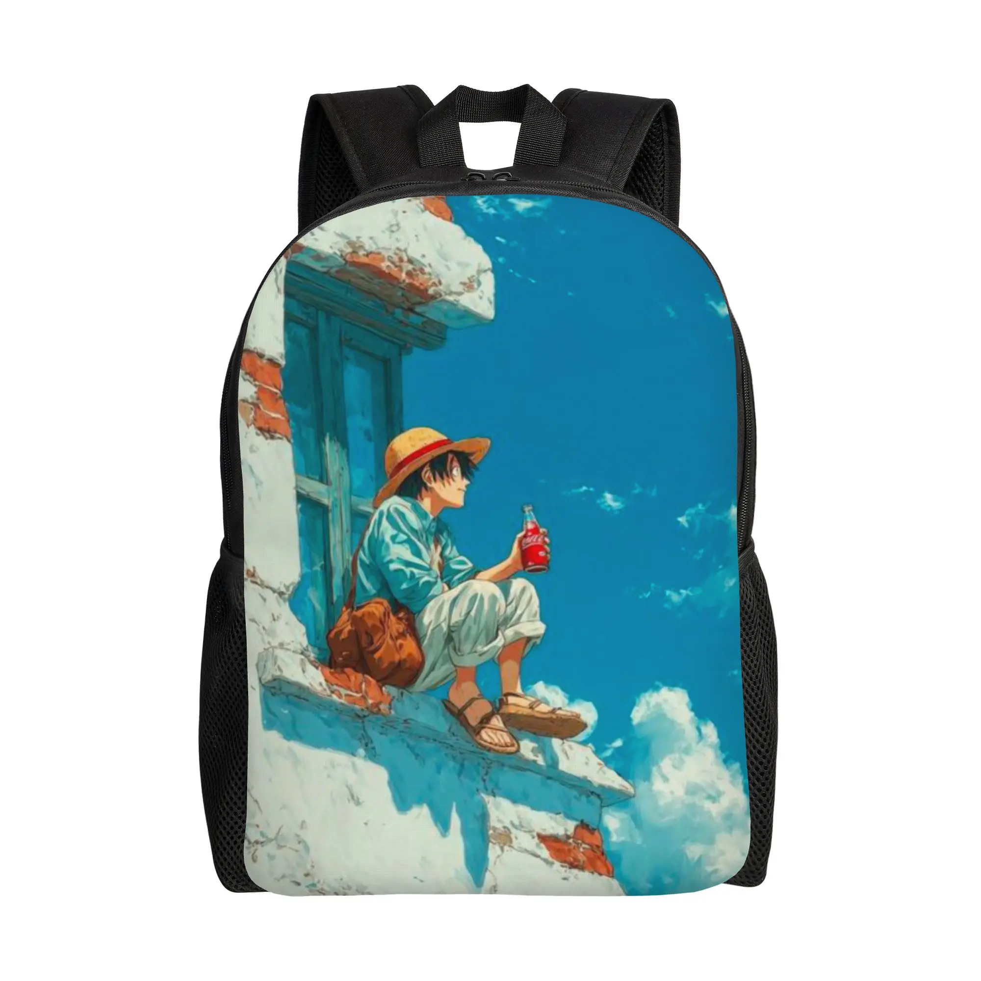

Back to school season Pirate King Anime Rucksack One Piece Couple Solid Backpack