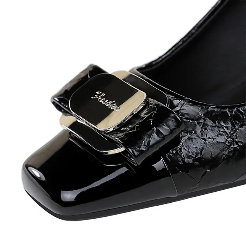 

Женские туфли-лодочки BIGTREE Fashion с бантом-бабочкой, квадратным каблуком, ремешком с пряжкой, для вечеринок и офиса, Zapatos Mujer