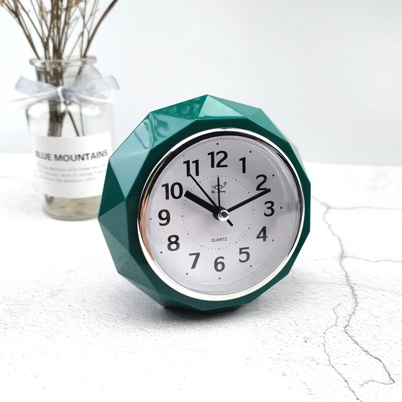 Reloj despertador con textura de cara cortada de diamante, reloj de noche, anillo de música minimalista de Color sólido, reloj de anillo grande, reloj de escaneo silencioso