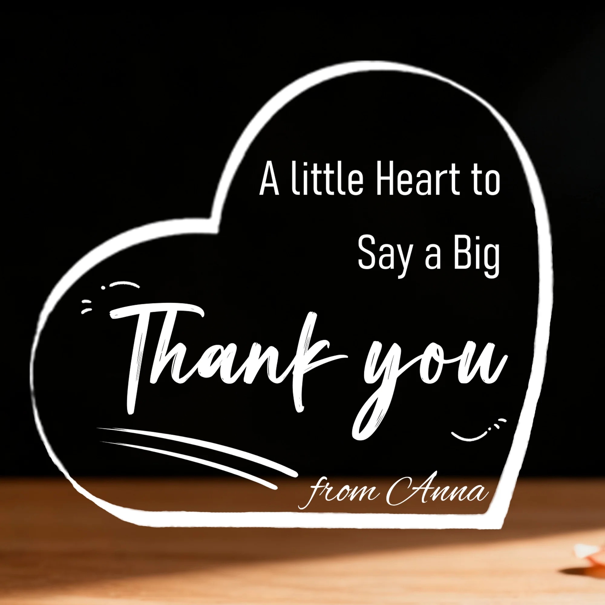 Thank You Gifts for Boss Teacher Colleague,Custom Name Heart Shape Acrylic Plaque, Personalized Appreciation Office Desk Decor