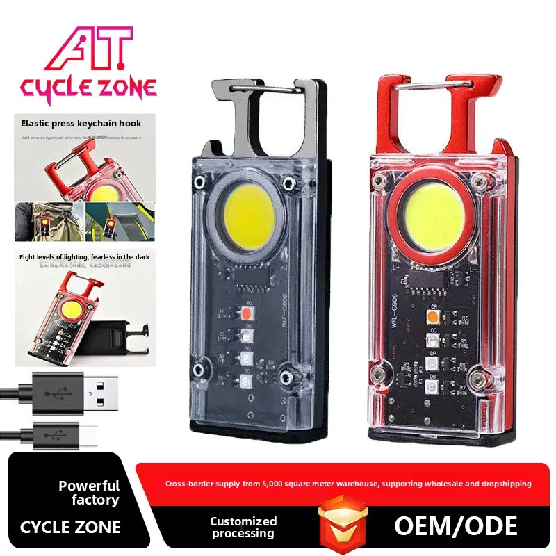 

with Dual Light Source Rechargeable Solar Powered 9Mode Magnet Base for Camping Fishing Repair Walk COB Keychain Work Light