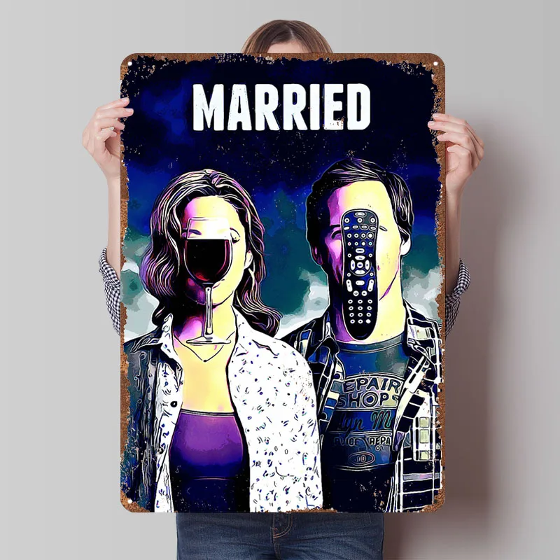 علامة معدنية متزوجة ملصق الفيلم الكلاسيكي إطارات الحائط المزخرفة علامات صفيح مخصصة لتزيين جدران غرفة المنزل #1