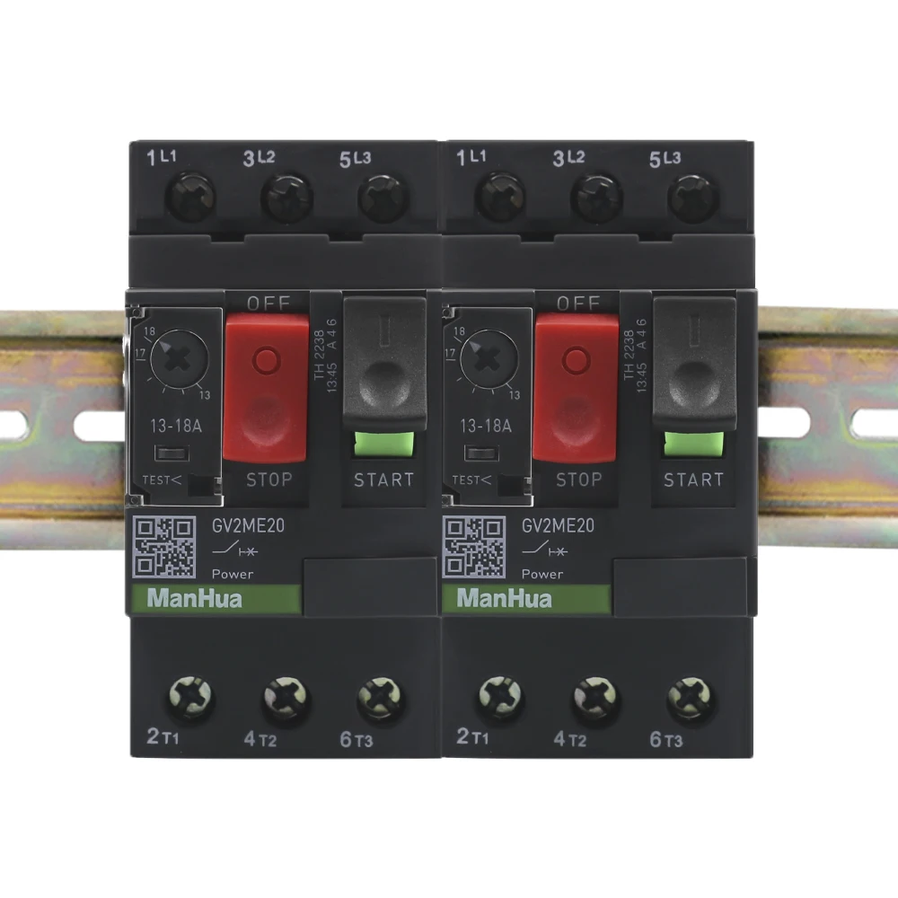 ManHua 3P AC Thermal Magnetic Motor Protection Circuit Breaker 13 to 18A Button Controls GV2ME20