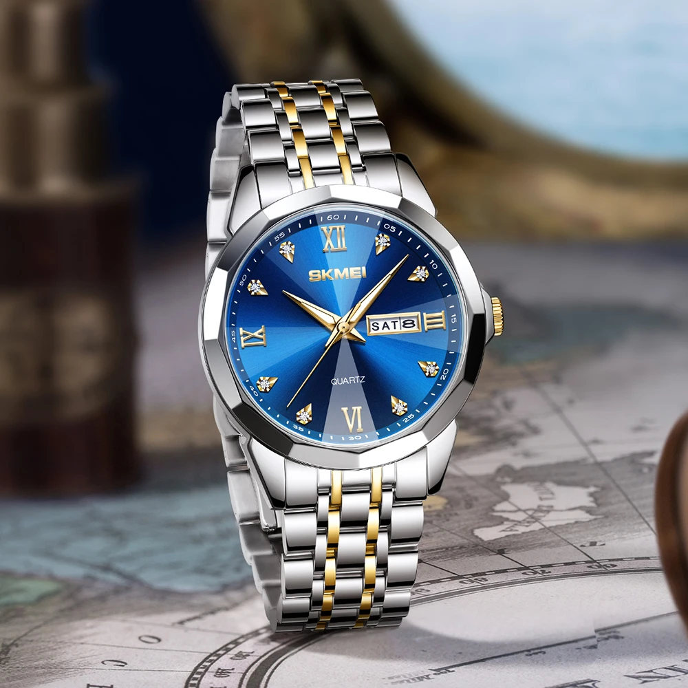 SKMEI Men's Watch Original Movement Quartz Movement Wristwatch Luxury Waterproof Luminous Stainless Steel Watches Reloj Hombre