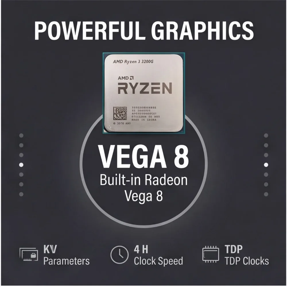 AM4 Tray CPU AMD Ryzen 3 3200G Built-in Vega 8 Graphics 4 Threads Low Heat Processor For Small Form Factor ITX Host view 5