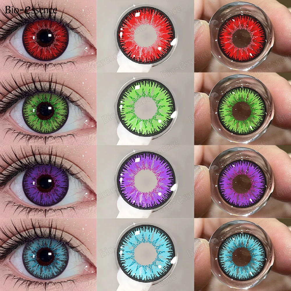 Bio-essence 1 Paar farbige Halloween-Kontaktlinsen für Cosplay-Augen, natürliche braune Linsen, Schönheit, Mode, rote Linse, blaue Linsen