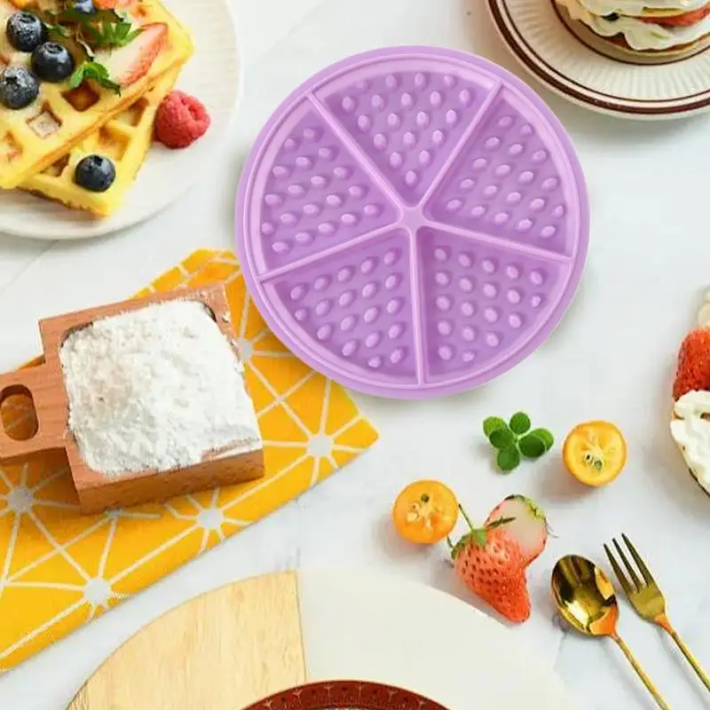 รอบวาฟเฟิลซิลิโคนแม่พิมพ์ซิลิโคนเครื่องทําวาฟเฟิลถาดอบคุกกี้ช็อกโกแลต Maker Non-Stick ถาดอบแม่พิมพ์วาฟเฟิล Maker