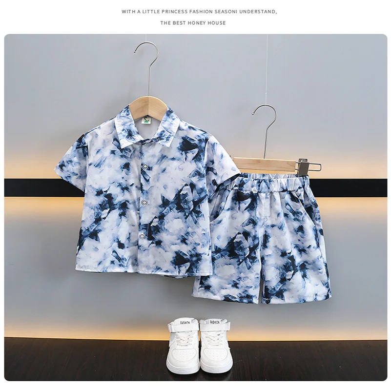 2pc/summer Fashion Clothes Children's Tracksuit Short Sleeved Suit Girls Boys T-shirt + Shorts Outfits  sets 2-7 Age