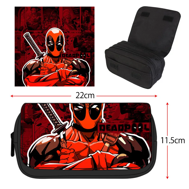 Borsa portapenne Deadpool borsa portamatite da uomo e da donna nella scuola elementare borsa di cancelleria personalizzata a doppio strato per