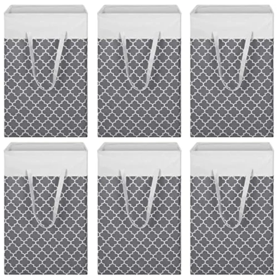 

Набор из 6 больших корзин для белья объемом 75 л, складные корзины для белья с усиленными ручками, водонепроницаемые, отдельно стоящие корзины для одежды