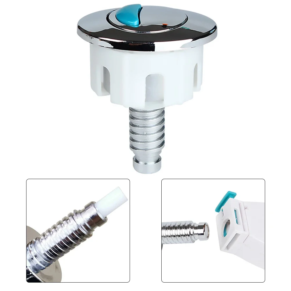 Water Saving Toilet Push Button Dual Flush for Cistern Tanks with Chrome Finished Button and Reinforced ABS Plastic Components