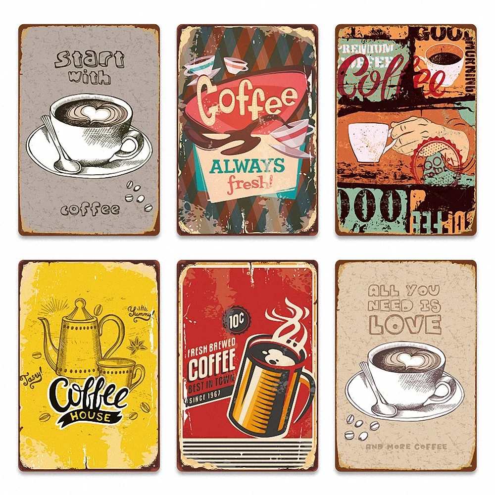 Metal Painting Signs Vintage Poster Bar Pub Decorative Plaque Home Decor Beer Advertising Plate - 10PCS Mixed Random Shipment