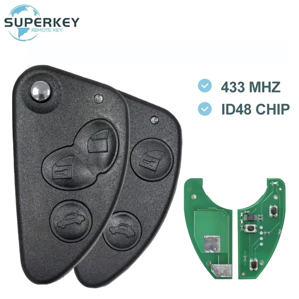 

SUPERKEY 2/3 кнопки, сменный складной с лезвием SIP22, дистанционный ключ от автомобиля для Alfa Romeo 147 156 166 GT 433 МГц ID48 чип