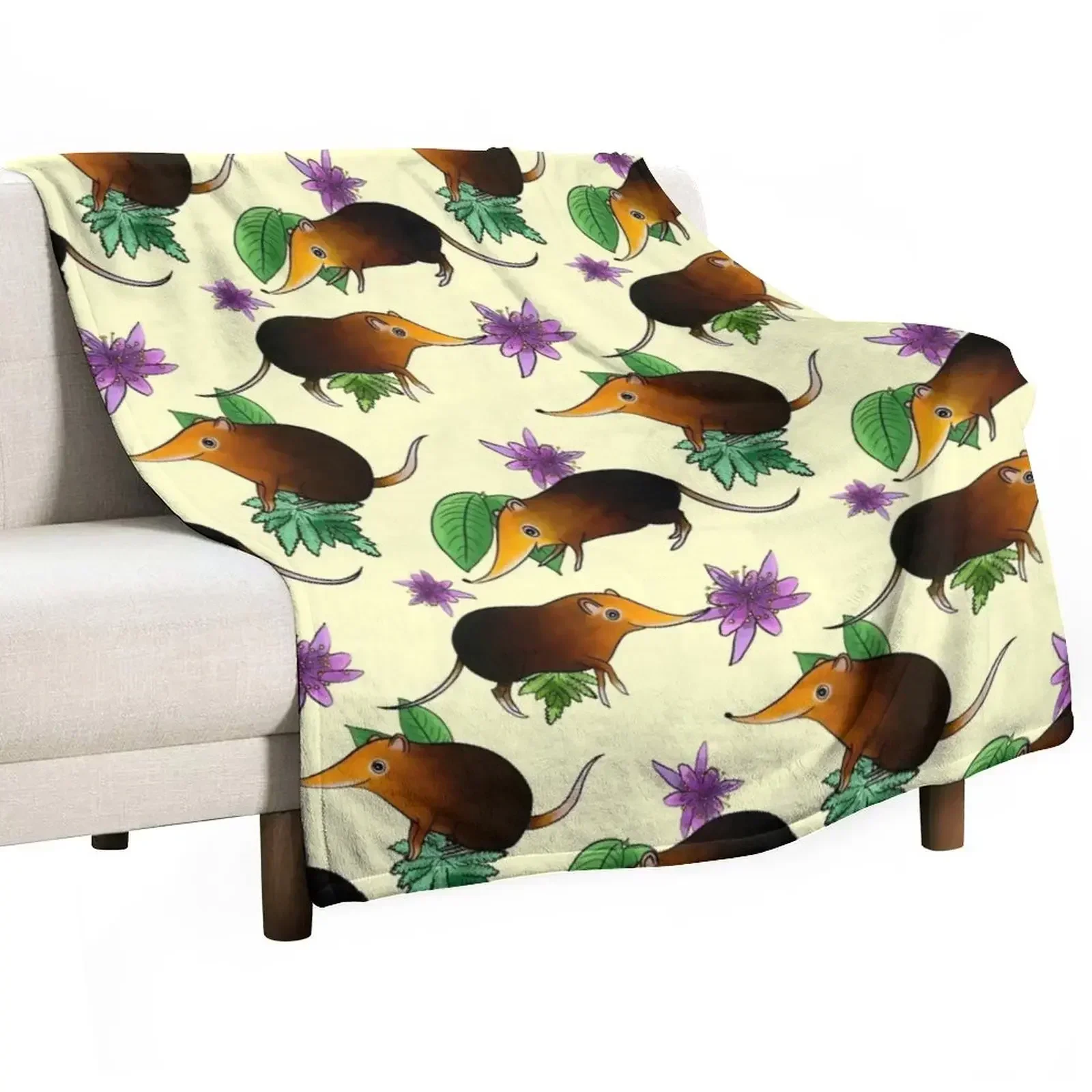 

B&R Elephant Shrews | Sticker Throw Blanket Thermals For Travel Flannel Fabric Cute Plaid Decorative Sofa Blankets