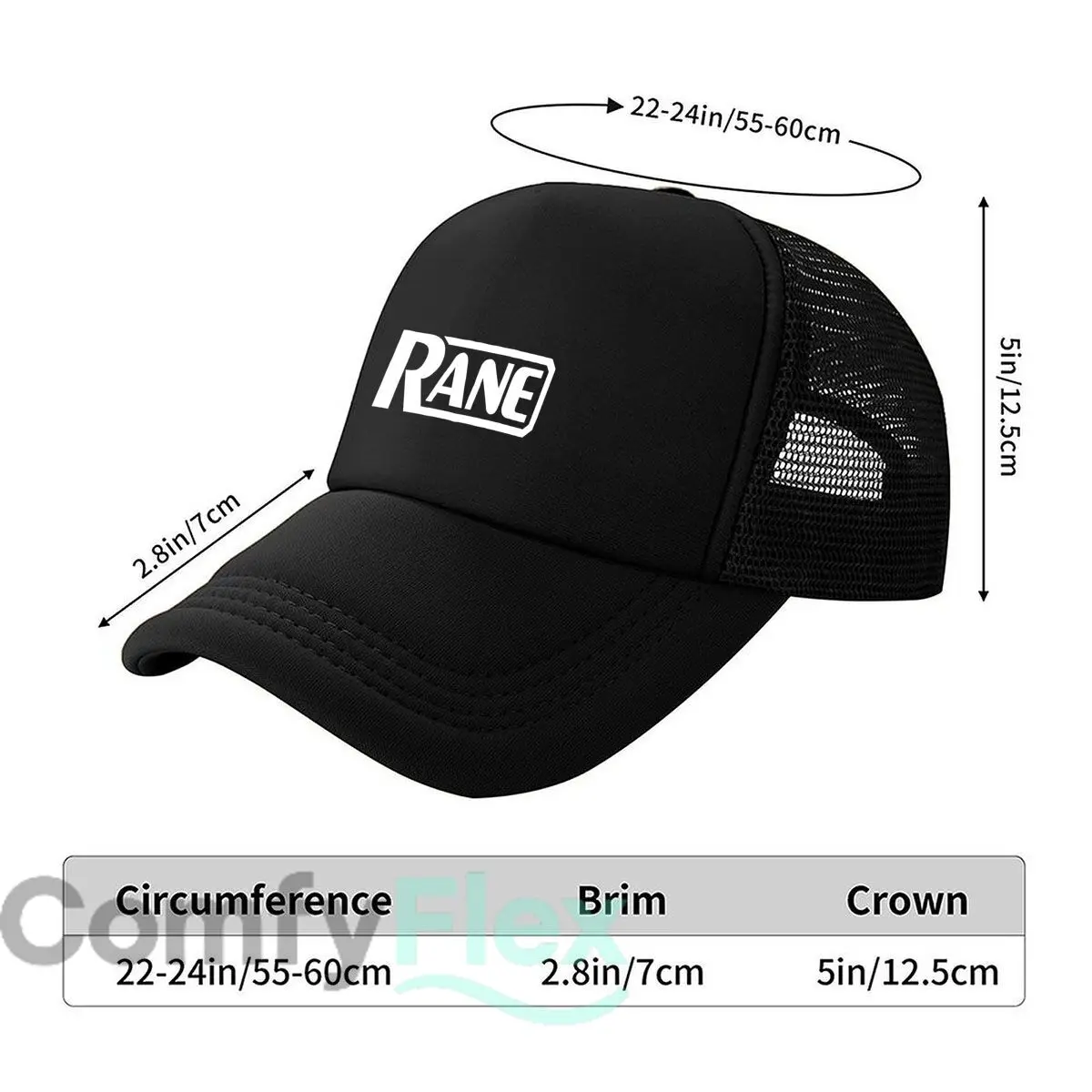 Rane Brand Mark Fashion Mesh Baseball Cap Breathable Casual  Hats Outdoor For Men's And Women's