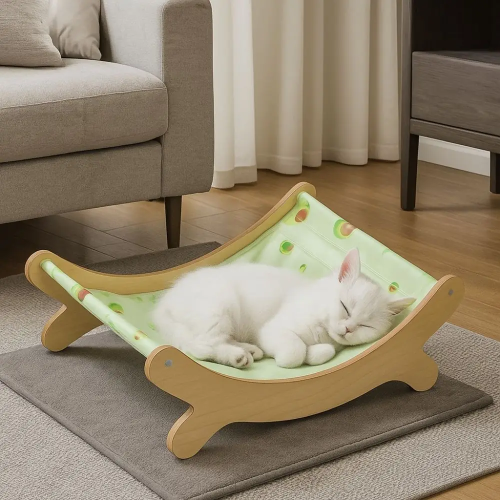 

Multifunction Breathable Pet Rocking Chair Washable Detachable Cat Sofa Bed Arc Shape Cat Ice Cushion Living Room