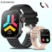 SENBONO Smart Watch Men Women LED Flashlight 100+ Sport Modes Fitness Tracker Body Temperature 2.01” Screen Smartwatch Men Wome