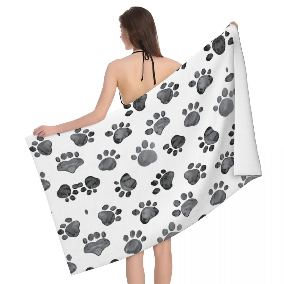 

Cat Paw Print Super Soft Microfiber Beach Bath Towel Quick Dry Dog Paws Prints Animal Bathroom Sports Towels