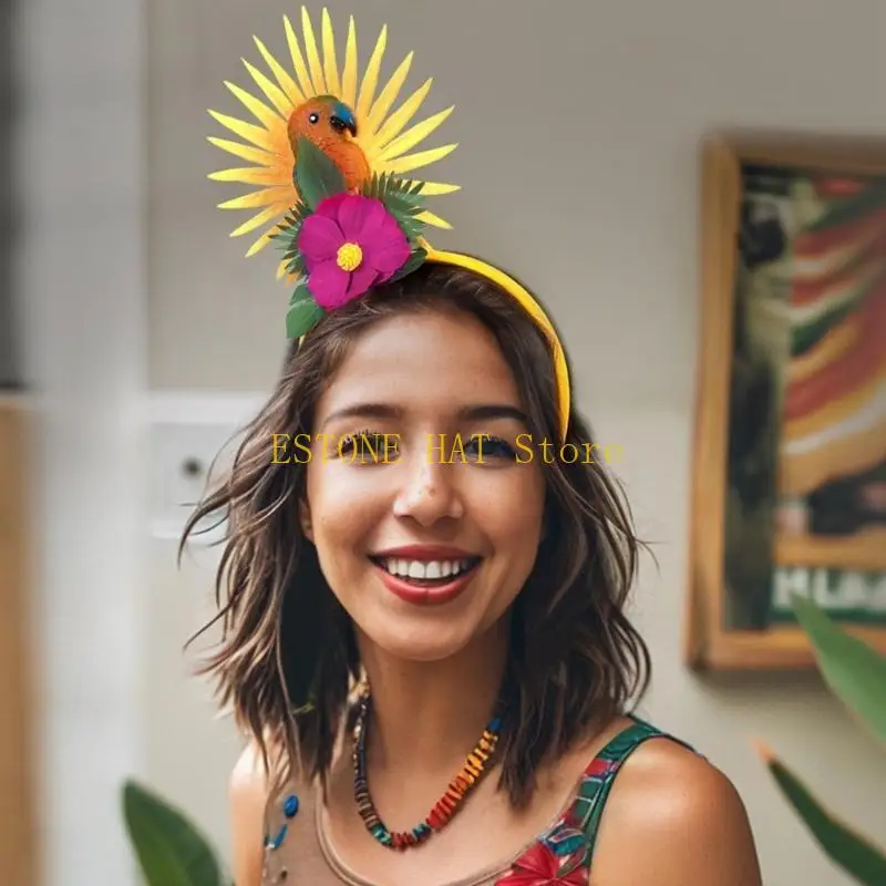 

49MF Unique Parrots Flower LED Headbands Fashion Women Hairpiece Christmas Headpiece