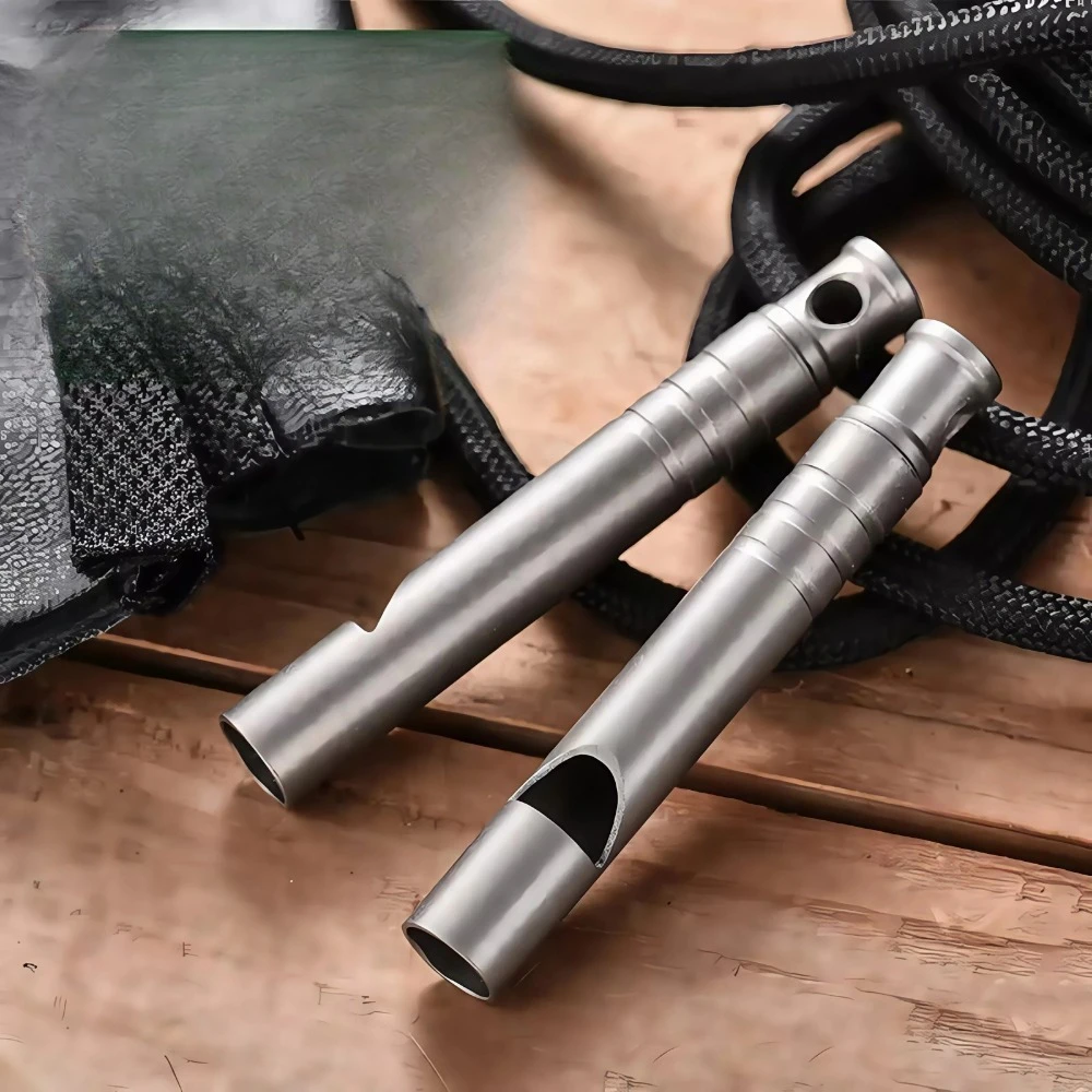 Titanium Emergency Whistle Loud Portable Keychain Necklace Whistle EDC Keyring for Emergency Survival Outdoor Hiking Camping