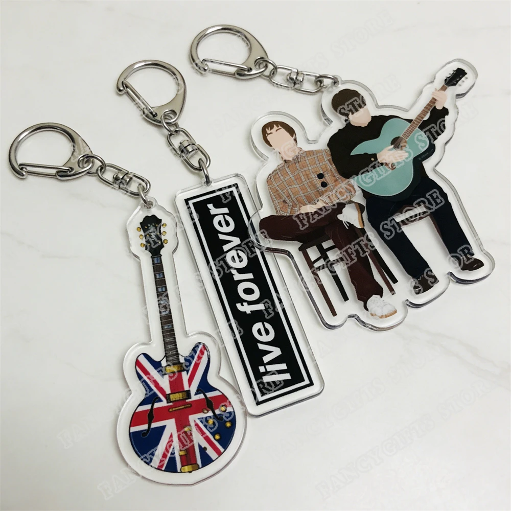 Classic Rock Band Jarvis Cocker Keychains for Accessories Live Forever Sunshiyiiine Noel Gallagher Wonderwal Keyrings Fans Gifts