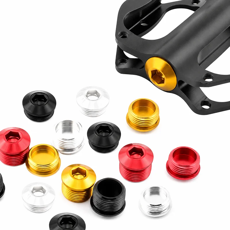 Bicycle Pedal End Cap 6061 Aluminum Alloy Threaded Dust Plug Hex Socket Cover for MTB Road Bike Platform Pedals