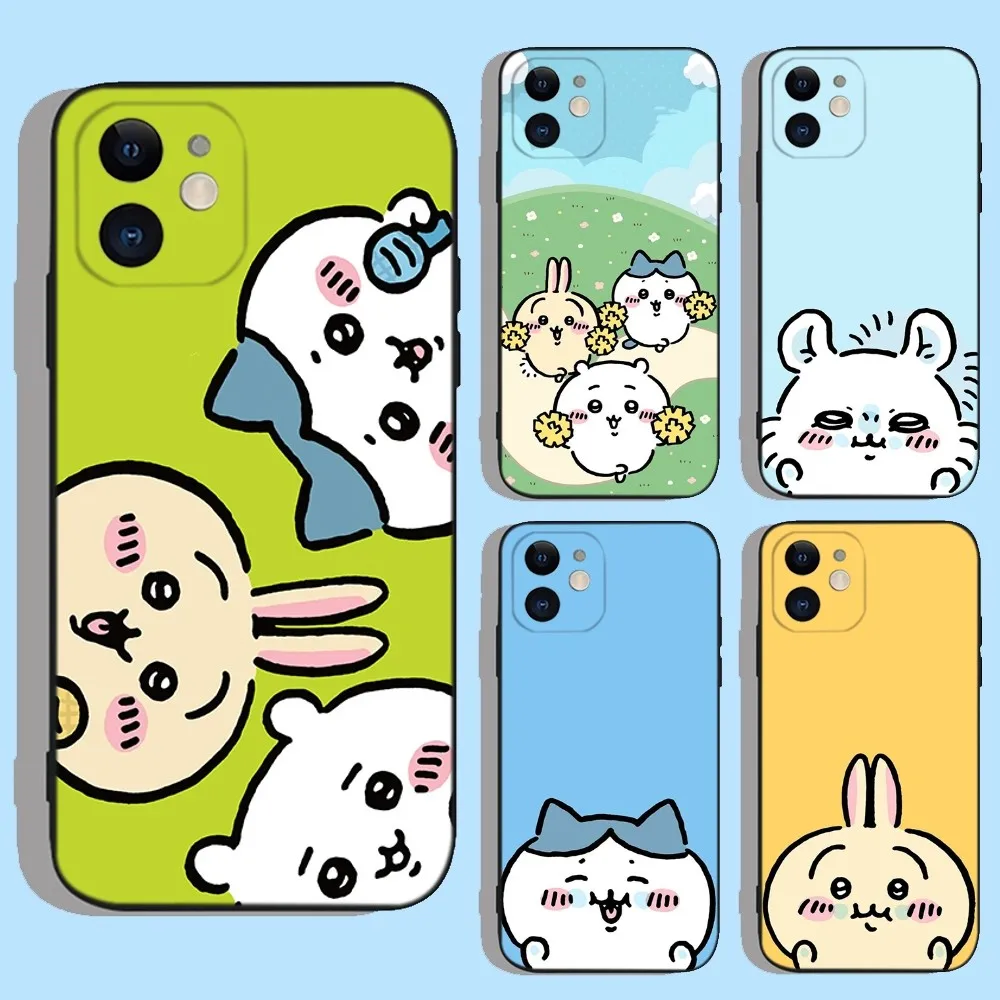 

Cute C-ChiikawaS Phone Case For Apple iPhone 15,14,13,12,11,XS,XR,X,8,7,Pro,Max,Plus,mini Silicone Black Cover