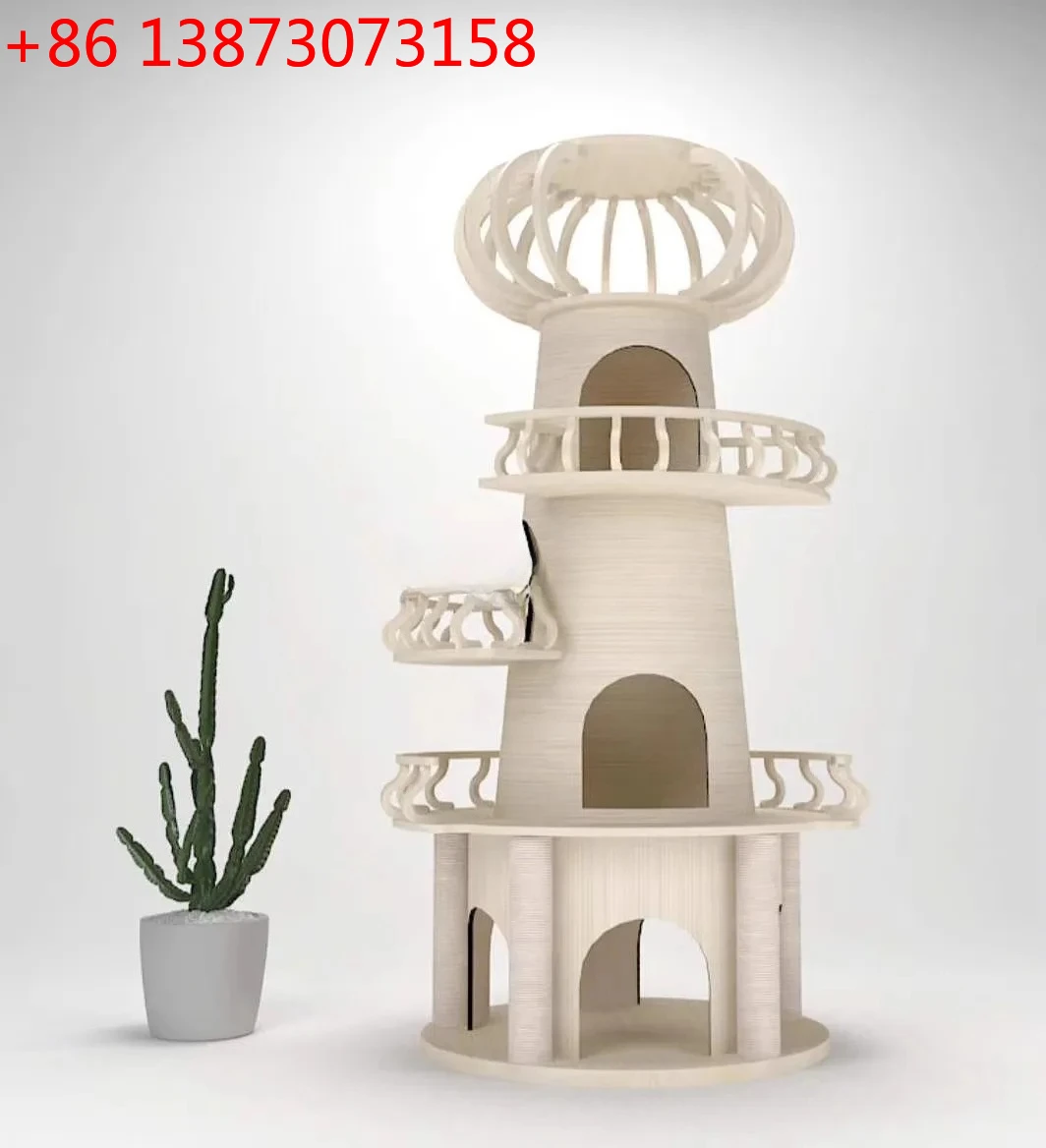 Wooden Cat Castle Chamfer Scratch Board Nest Cat Villa Large Luxury