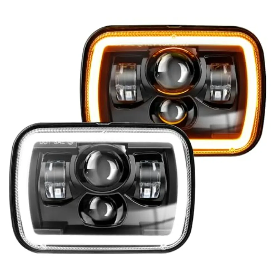 

New Z Beam 5x7 7x6 Inch LED Headlight Rectangle Bright High Low Beam DRL Amber Turn Signal Compatible for H6054 H5054 Express V